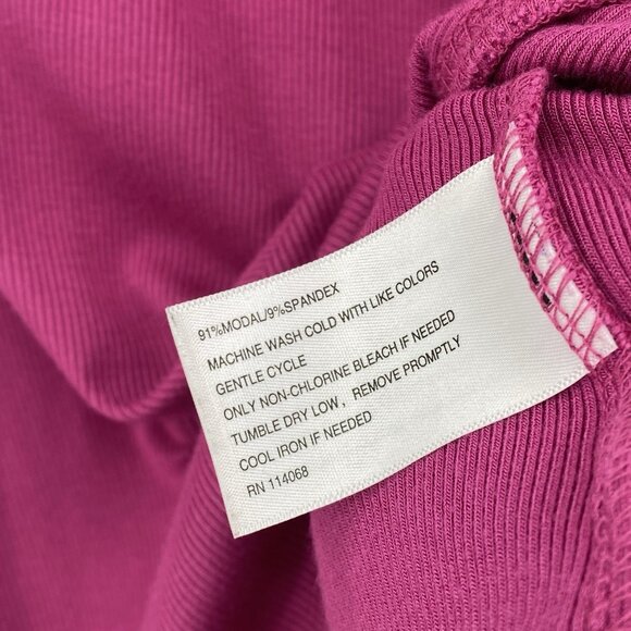 Evereve Ribbed Tank Top Size L Fuchsia Crewneck Stretch Sleeveless Casual Modal - Picture 11 of 12